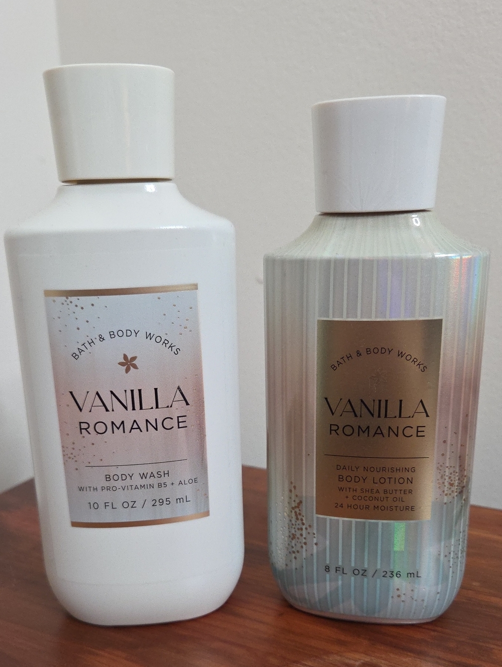 Bath & Body Works Vanilla Romance Body Wash & Lotion Set - White, Gold
